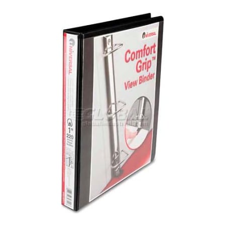 Universal Universal One Comfort Grip Deluxe Plus D-Ring View Binder, 1" Capacity, 8-1/2 x 11, Black UNV30711***